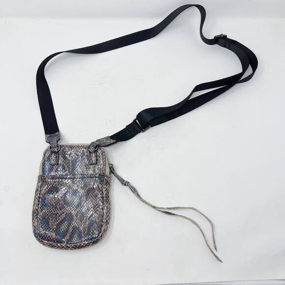 Aimee Kestenberg Snakeprint Just Saying Stadium Crossbody Bag Bejeweled Leather - Picture 2 of 10